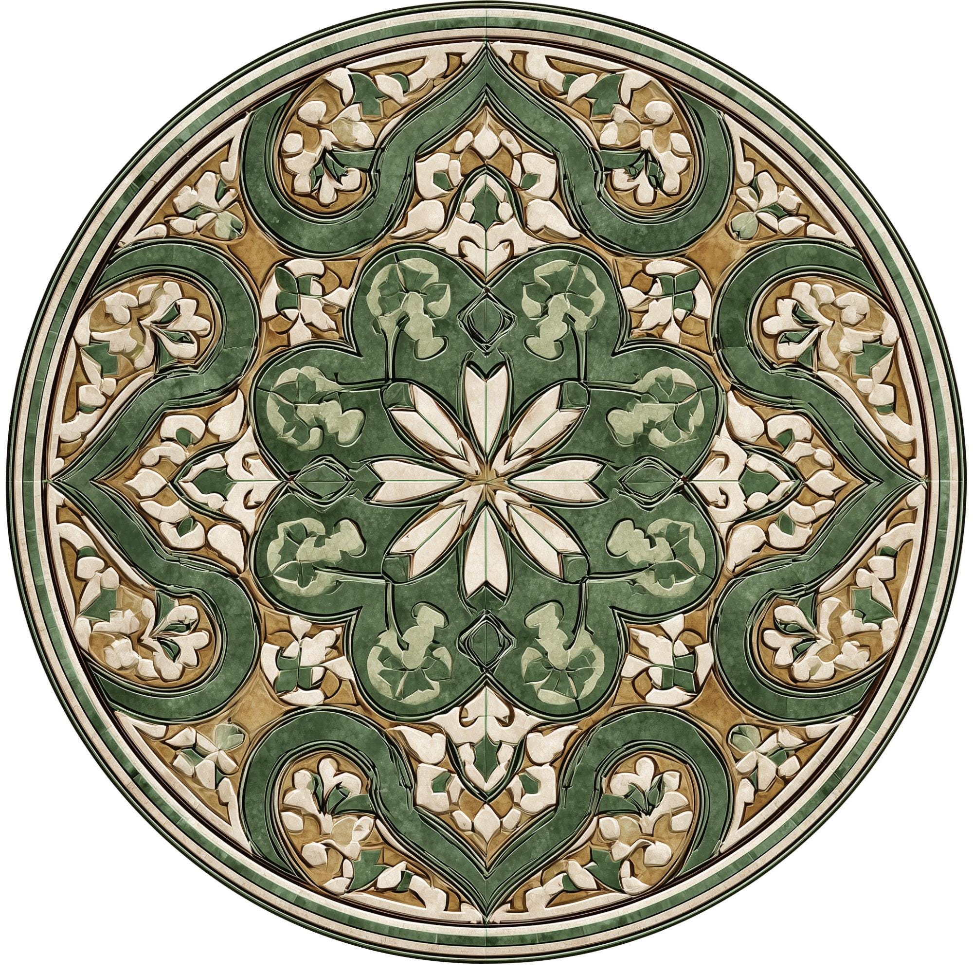 Green Moroccan Printed Mango Wood Side Table | Handmade Mosaic Boho Accent Furniture