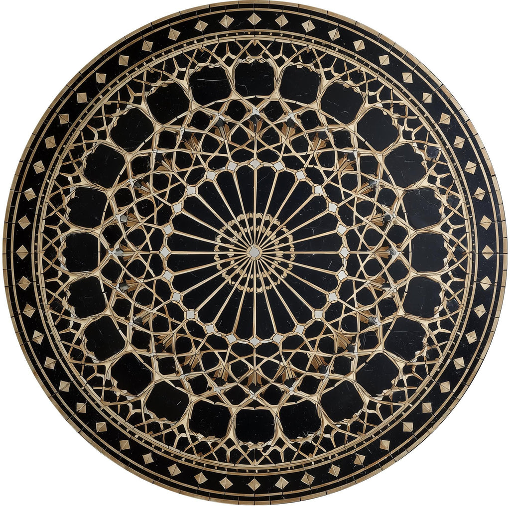 Handmade Mango Wood Side Table | Black Moroccan Mandala Boho Accent Furniture