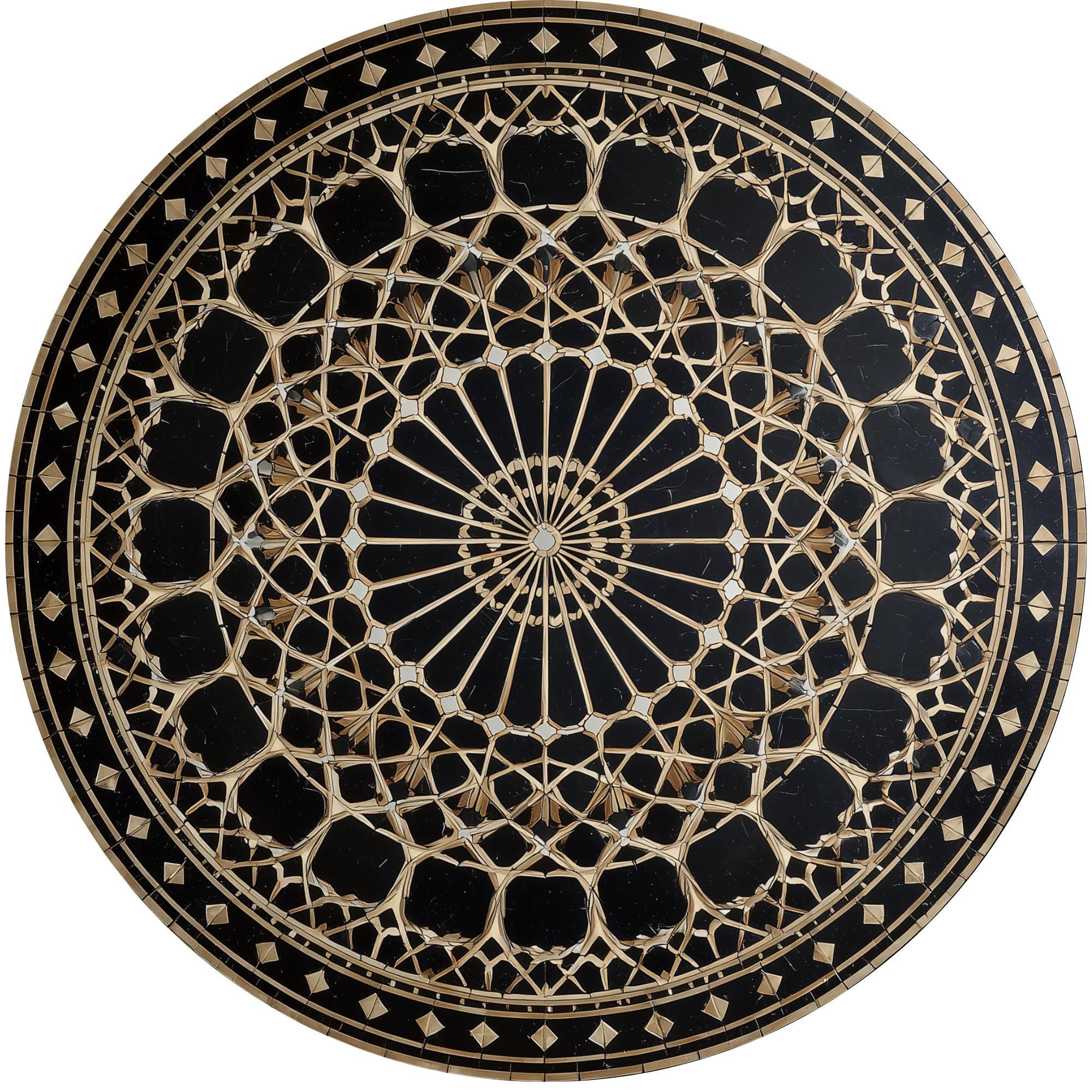 Handmade Mango Wood Side Table | Black Moroccan Mandala Boho Accent Furniture