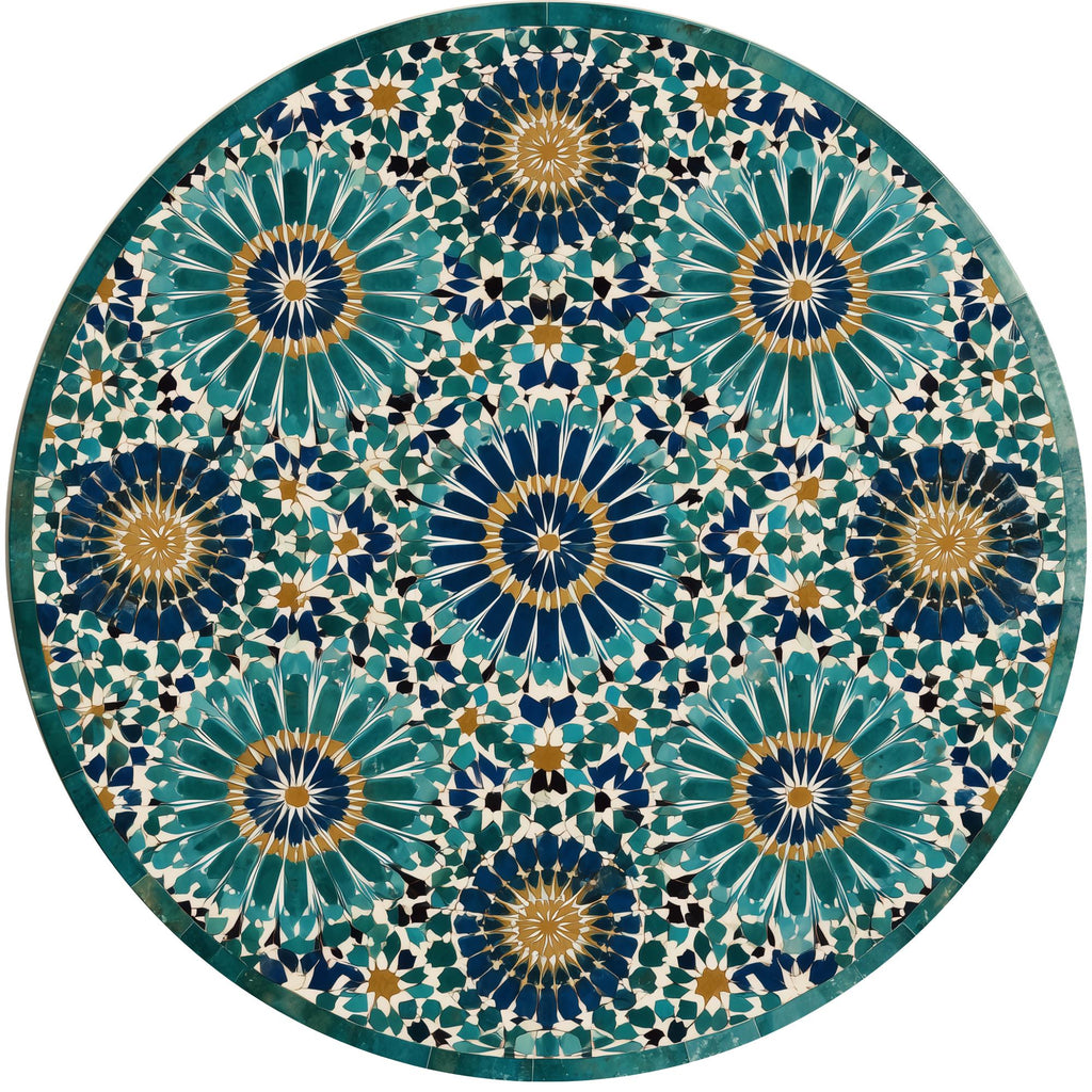 Handmade Turquoise Moroccan Mango Wood Side Table | Boho Mosaic Accent Furniture