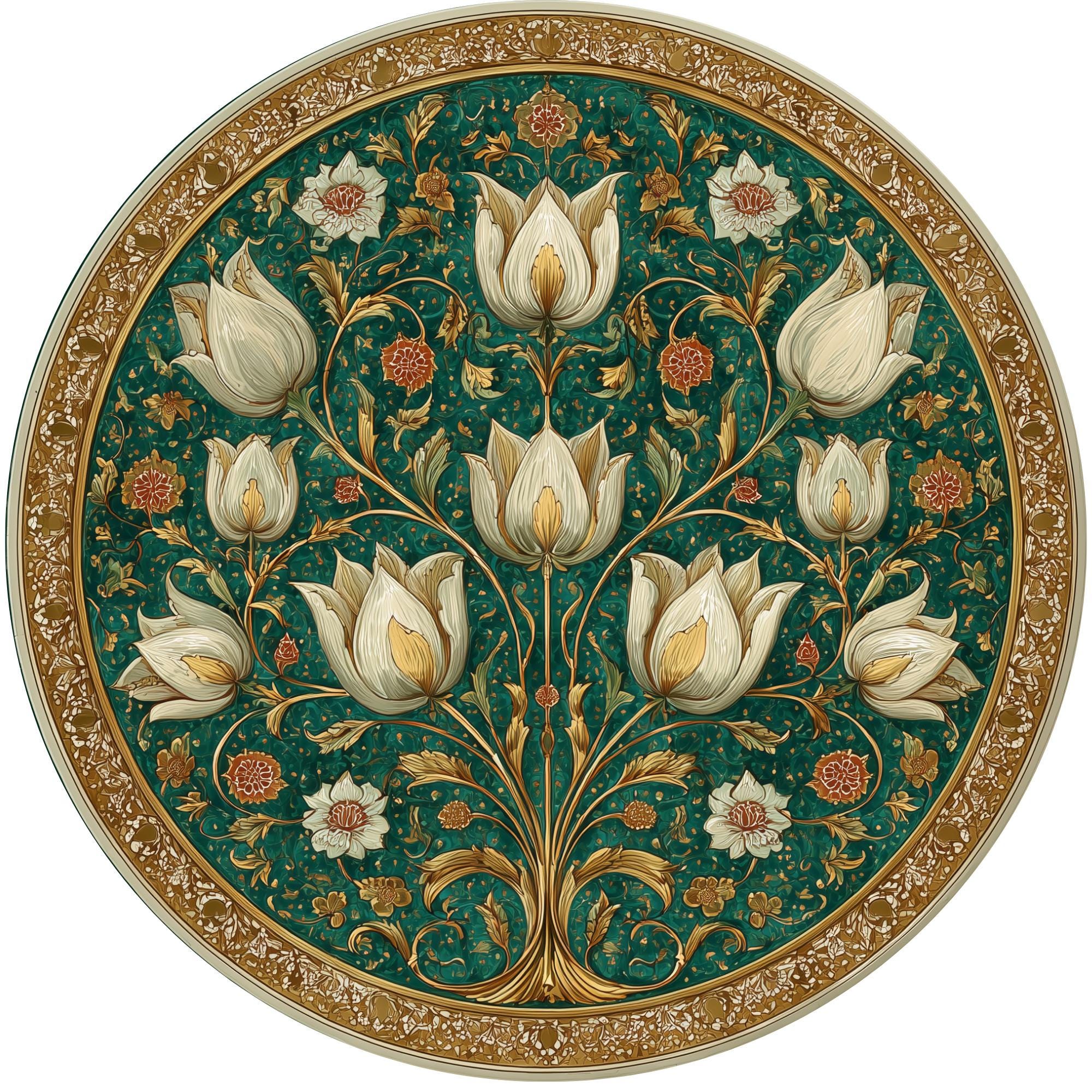 Handmade Mango Wood Side Table | Lotus Floral Botanical Accent Furniture