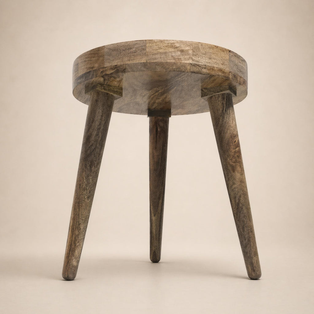 Floral Mango Wood Side Table | Pink Peony Printed Accent Furniture | Boho Living Room Decor