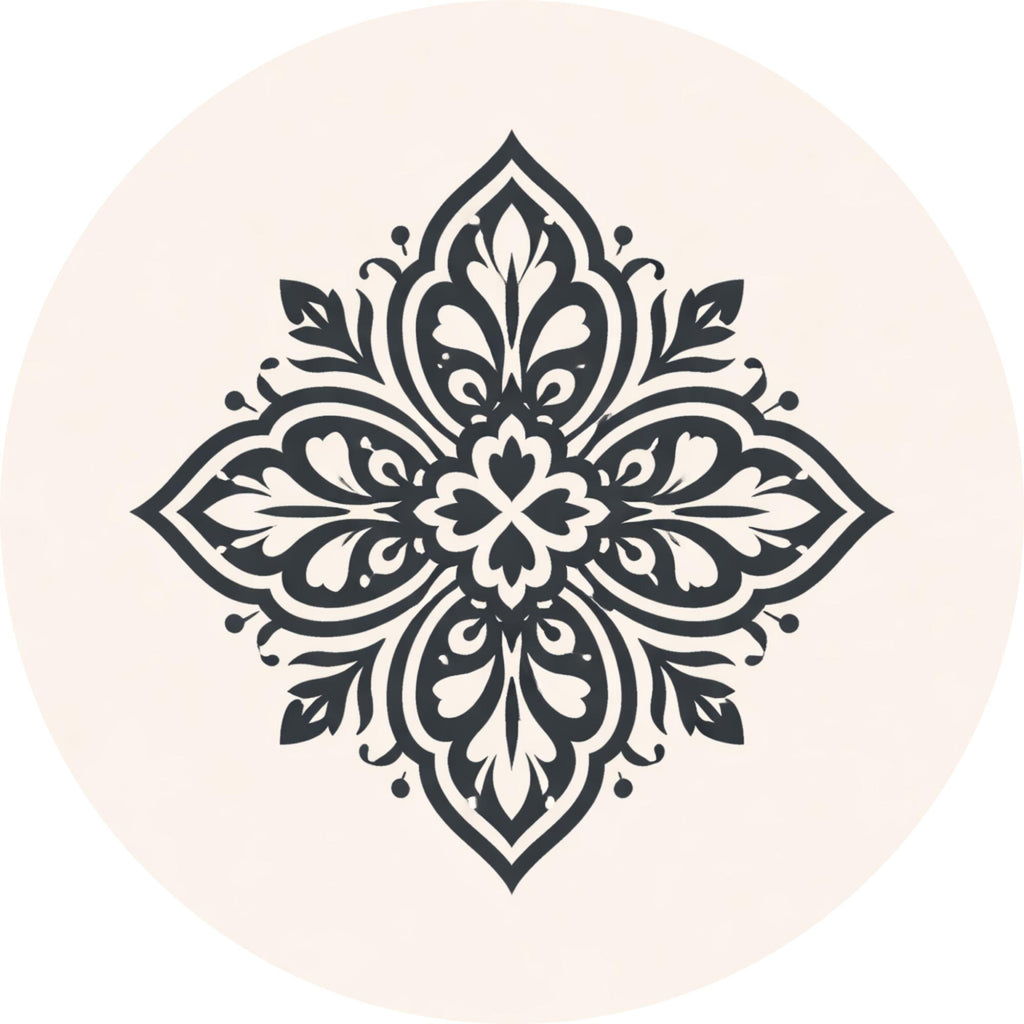 Handmade Mango Wood Side Table | Black White Mandala Round Accent Furniture
