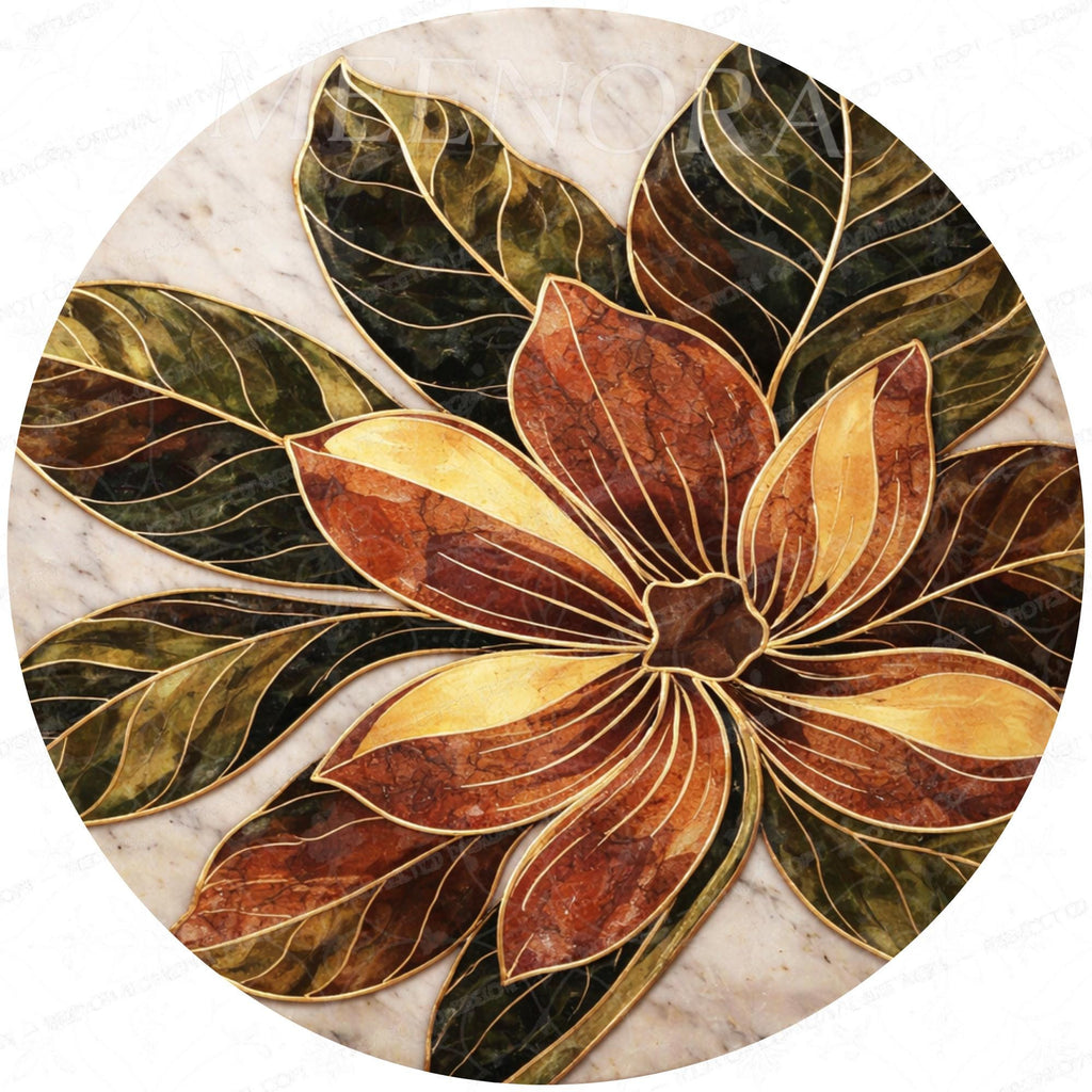 Handmade Mango Wood Side Table | Floral Printed Round Accent Boho Furniture