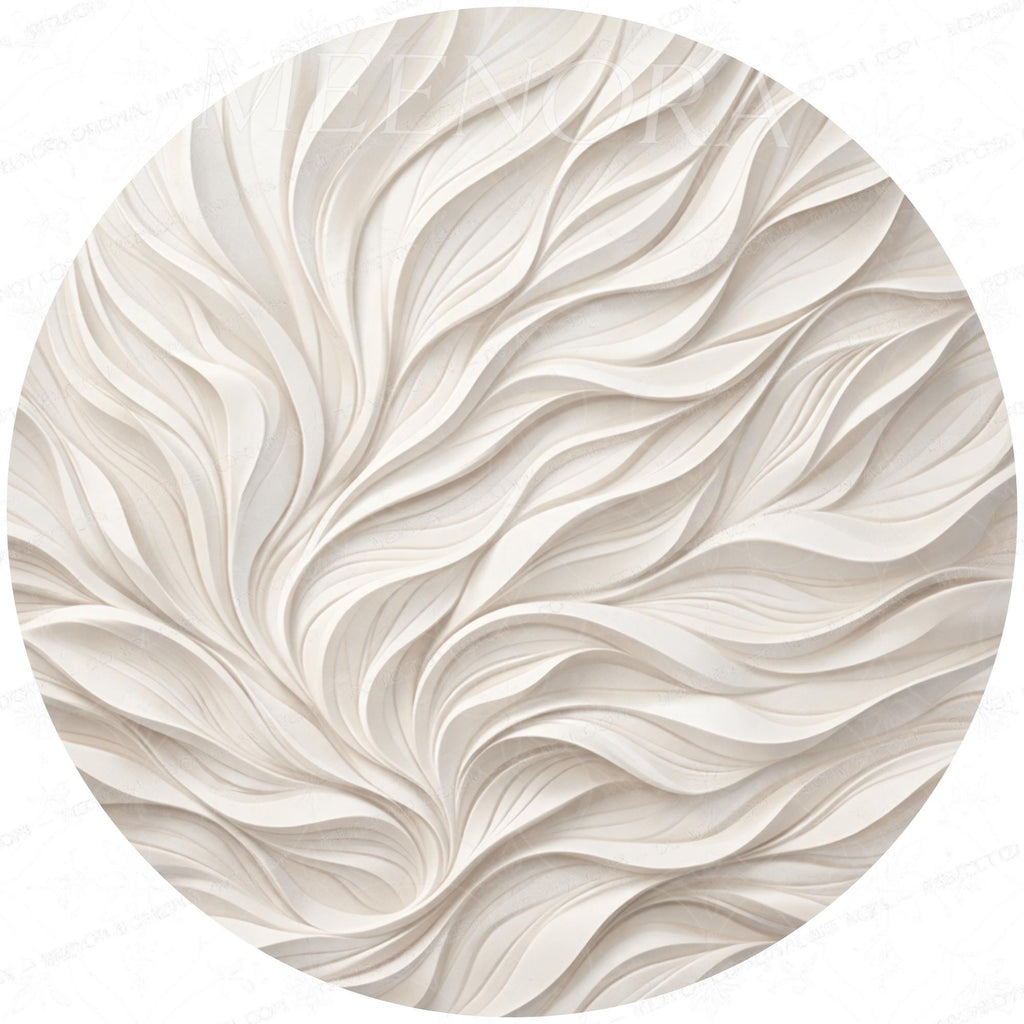 Handmade Mango Wood Round Side Table | Abstract Wave Print Accent Table