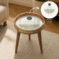 Handmade Mango Wood Side Table | Minimal Geometric Print Accent Table