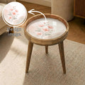 Mango Wood Side Table | Watercolor Pink Floral Print, Glass Top Nightstand | Boho Accent Table