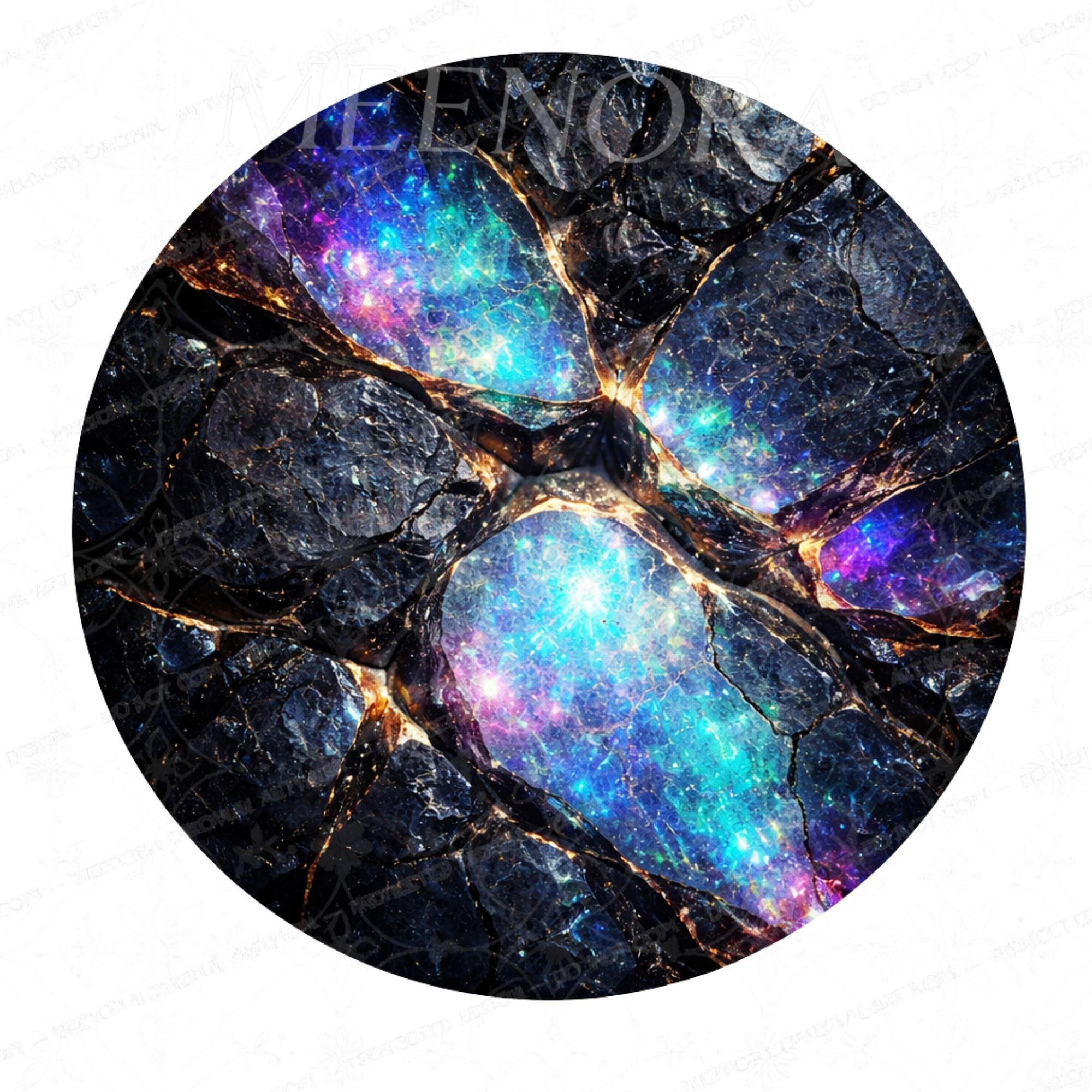 Handmade Galaxy Mango Wood Side Stool | Round End Stand Printed Design