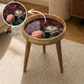 Printed Mango Wood Side Table | Floral Boho Accent Table | Waterproof Living Room Decor