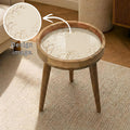 Printed Mango Wood Side Table | Minimal Floral Accent Table | Boho Living Room Decor
