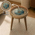 Printed Mango Wood Side Table | Mandala Floral Accent, Boho Coffee Table