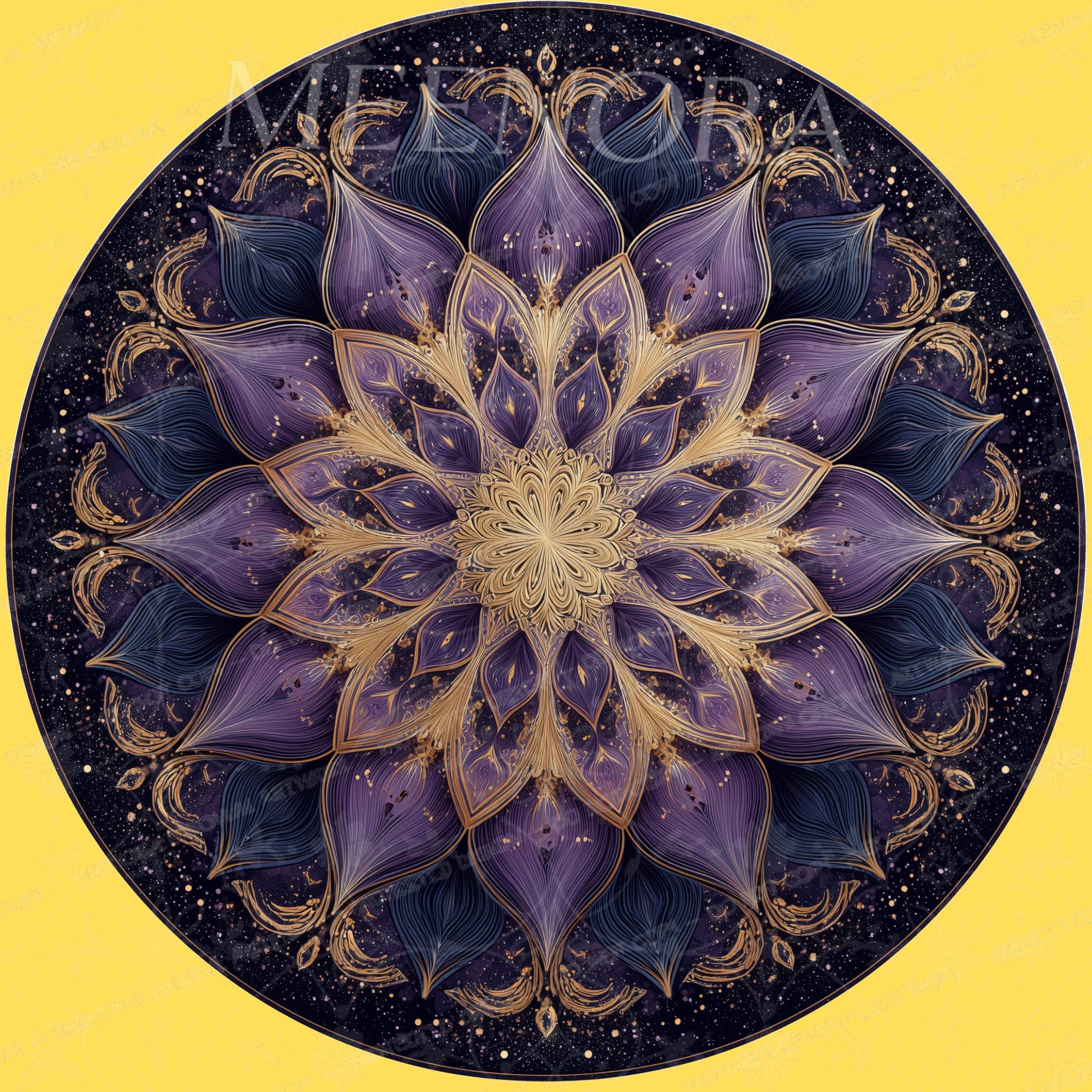 Mandala Printed Mango Wood Side Table | Boho Lotus Spiritual Accent Furniture