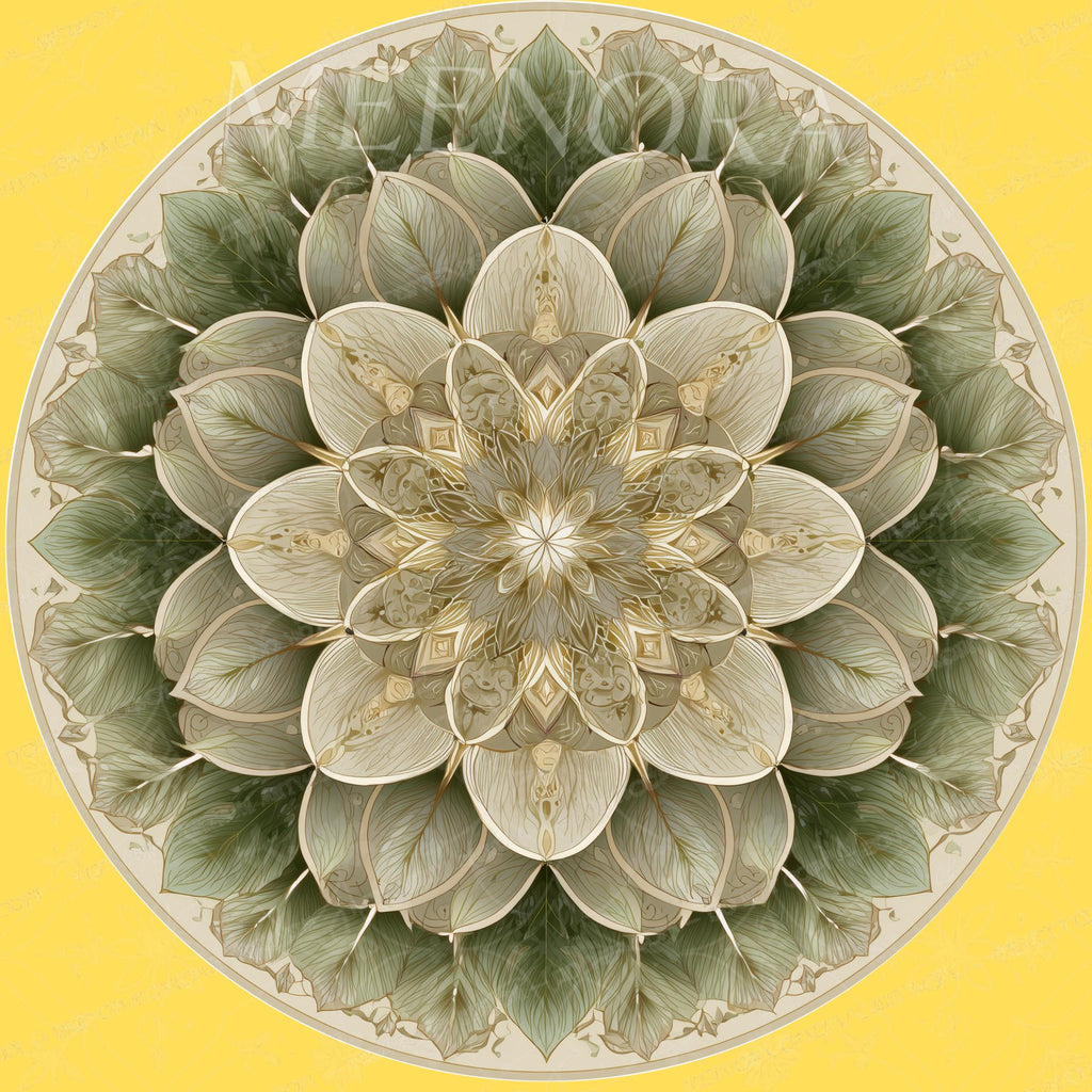 Green Mandala Mango Wood Side Table | Lotus Round Boho Accent Furniture