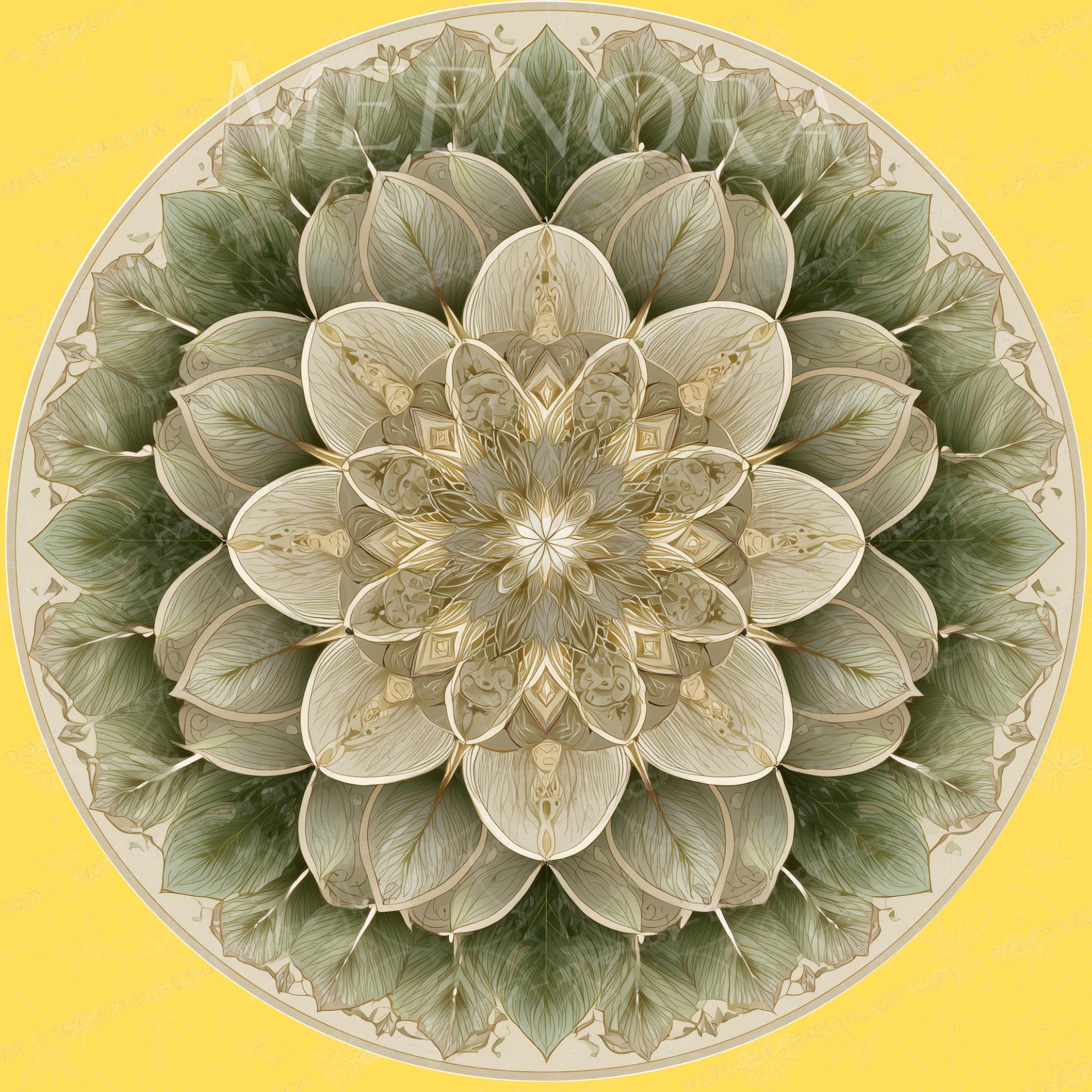 Green Mandala Mango Wood Side Table | Lotus Round Boho Accent Furniture