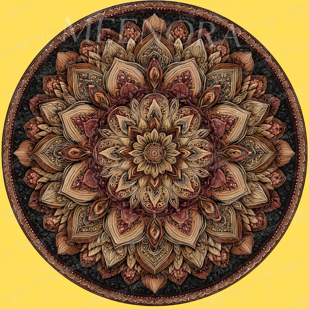 Boho Mandala Mango Wood Side Table | Vintage Rose Printed Round Accent Furniture