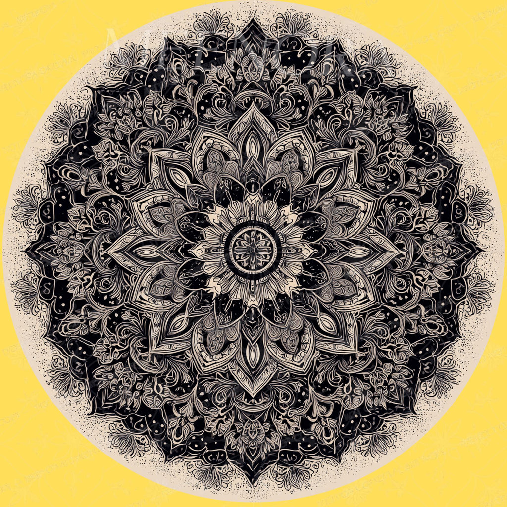 Black White Mandala Mango Wood Side Table | Boho Rustic Round Accent Furniture