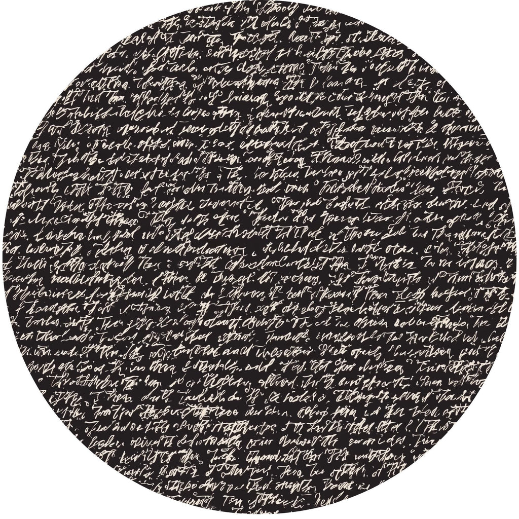 Script Art Mango Wood Side Table | Black Handwritten Text Accent Furniture