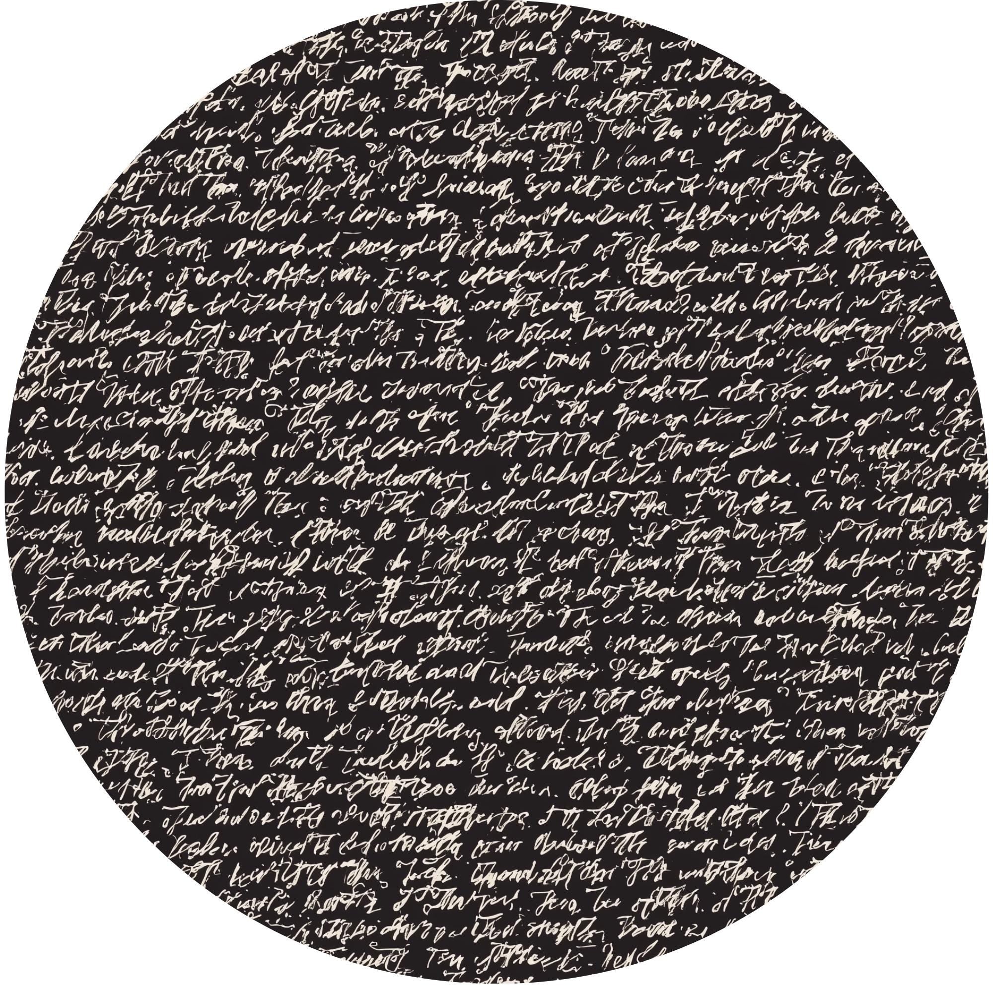 Script Art Mango Wood Side Table | Black Handwritten Text Accent Furniture