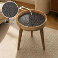 Script Art Mango Wood Side Table | Black Handwritten Text Accent Furniture