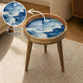 Ocean Wave Mango Wood Side Table | Coastal Boho Accent Furniture