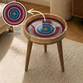 Patriotic Mandala Mango Wood Side Table | Boho American Accent Furniture