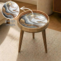 Marble Print Mango Wood Side Table | Abstract Gold Swirl Accent Furniture