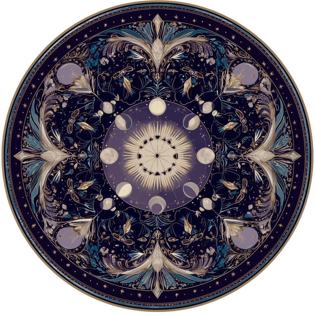 Celestial Mandala Mango Wood Side Table | Boho Cosmic Accent Furniture