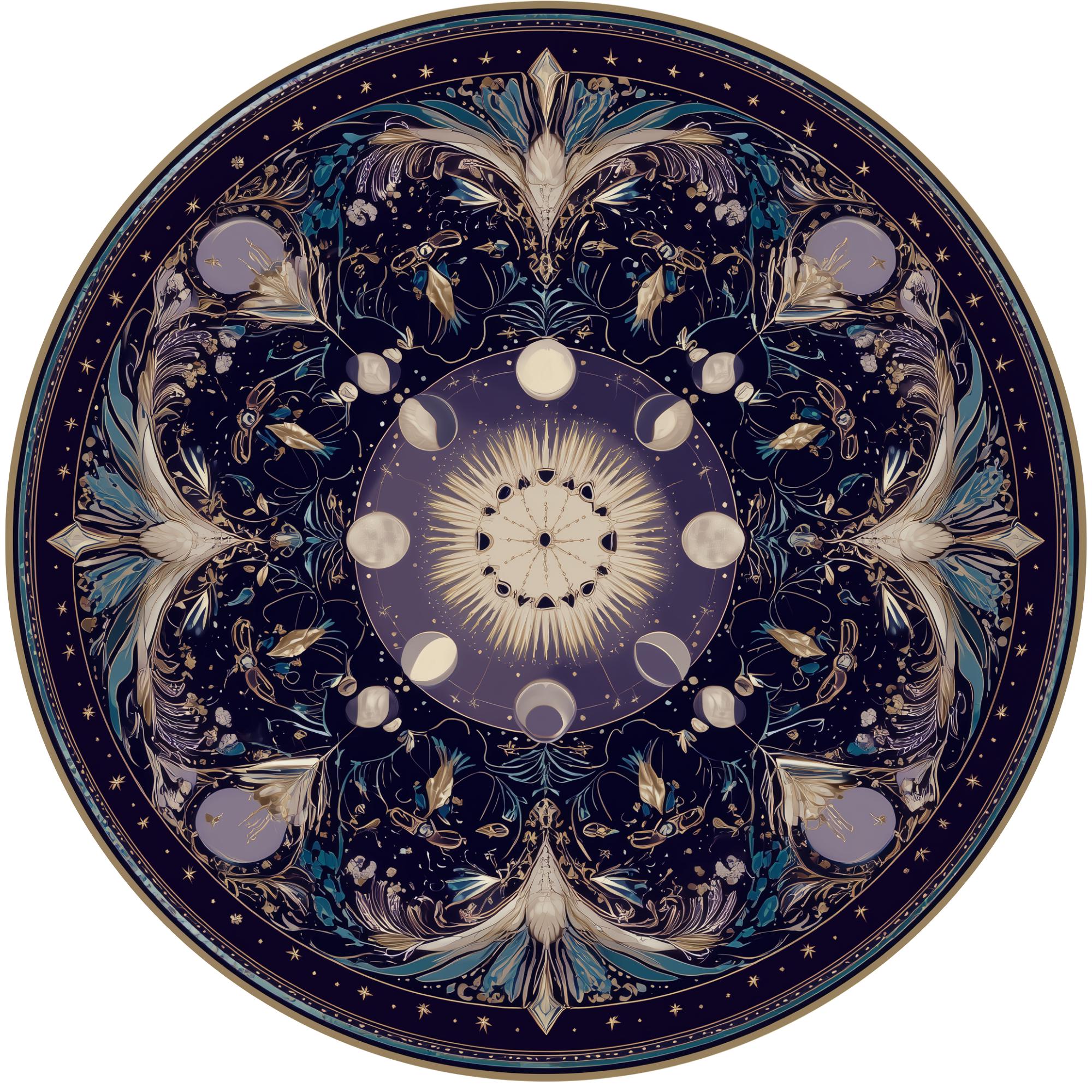 Celestial Mandala Mango Wood Side Table | Boho Cosmic Accent Furniture