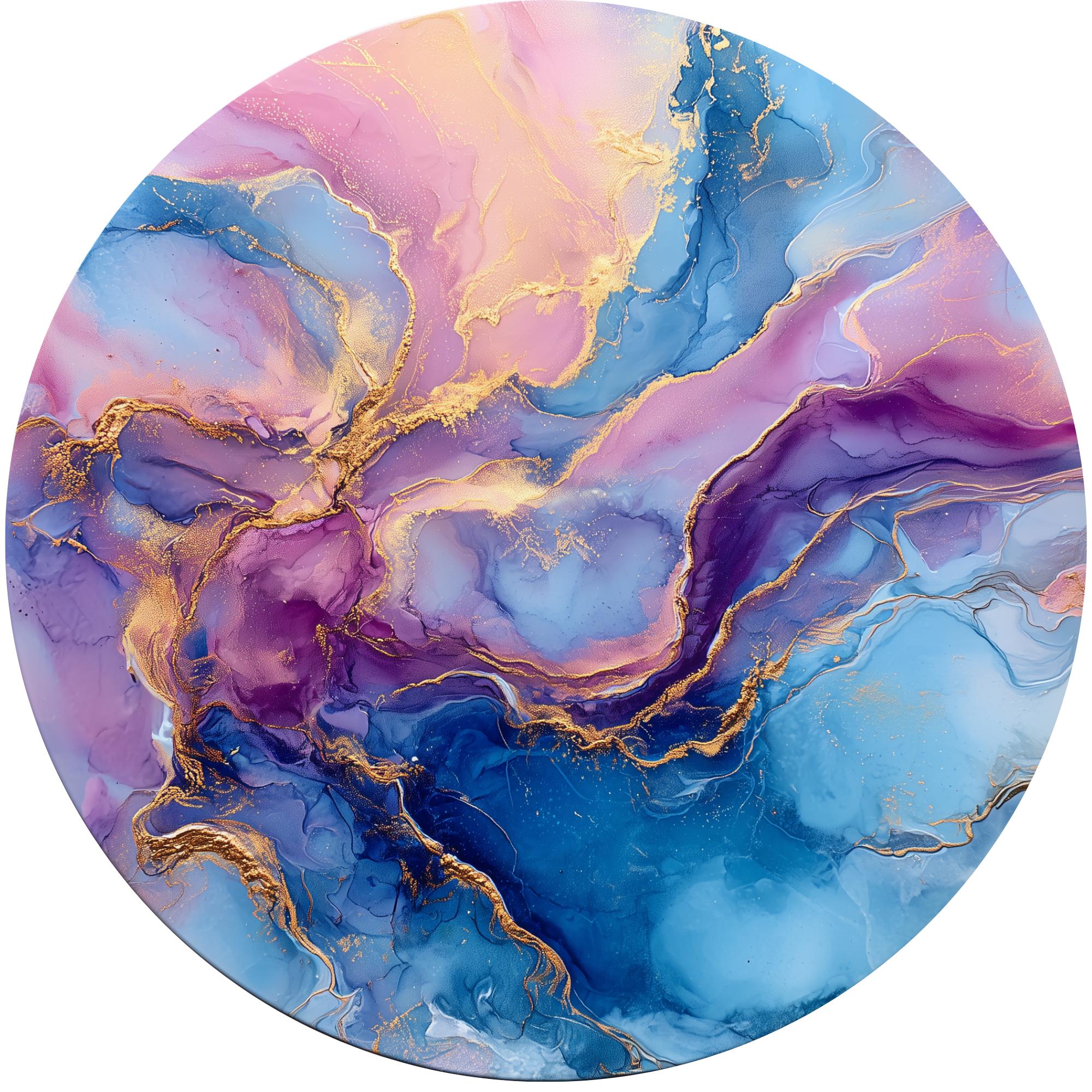 Abstract Marble Mango Wood Side Table | Boho Accent Furniture, Colorful Handmade Accent