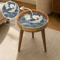 Crane Bird Mango Wood Side Table | Japanese Style Accent Furniture