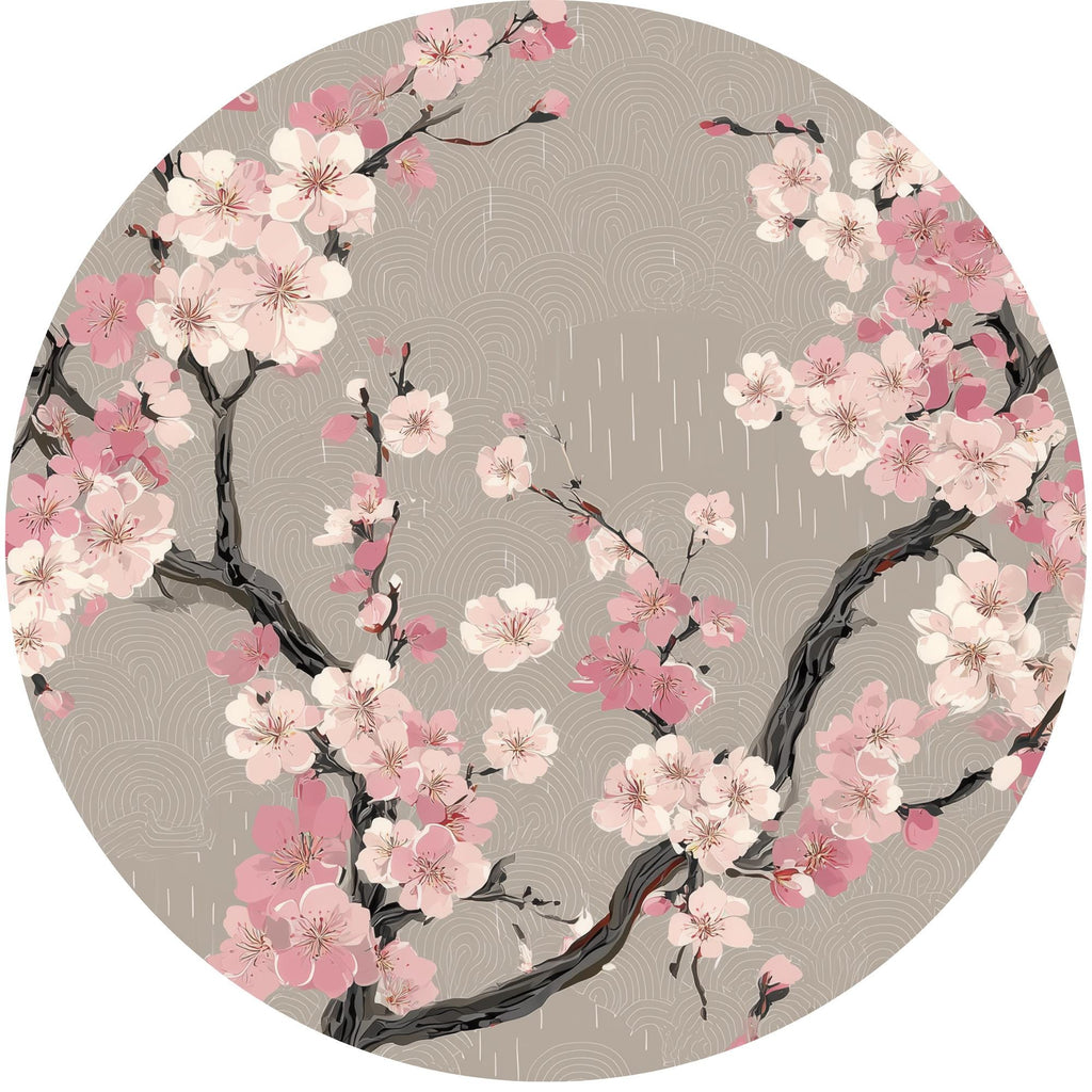 Cherry Blossom Mango Wood Side Table | Japanese Floral Accent Furniture
