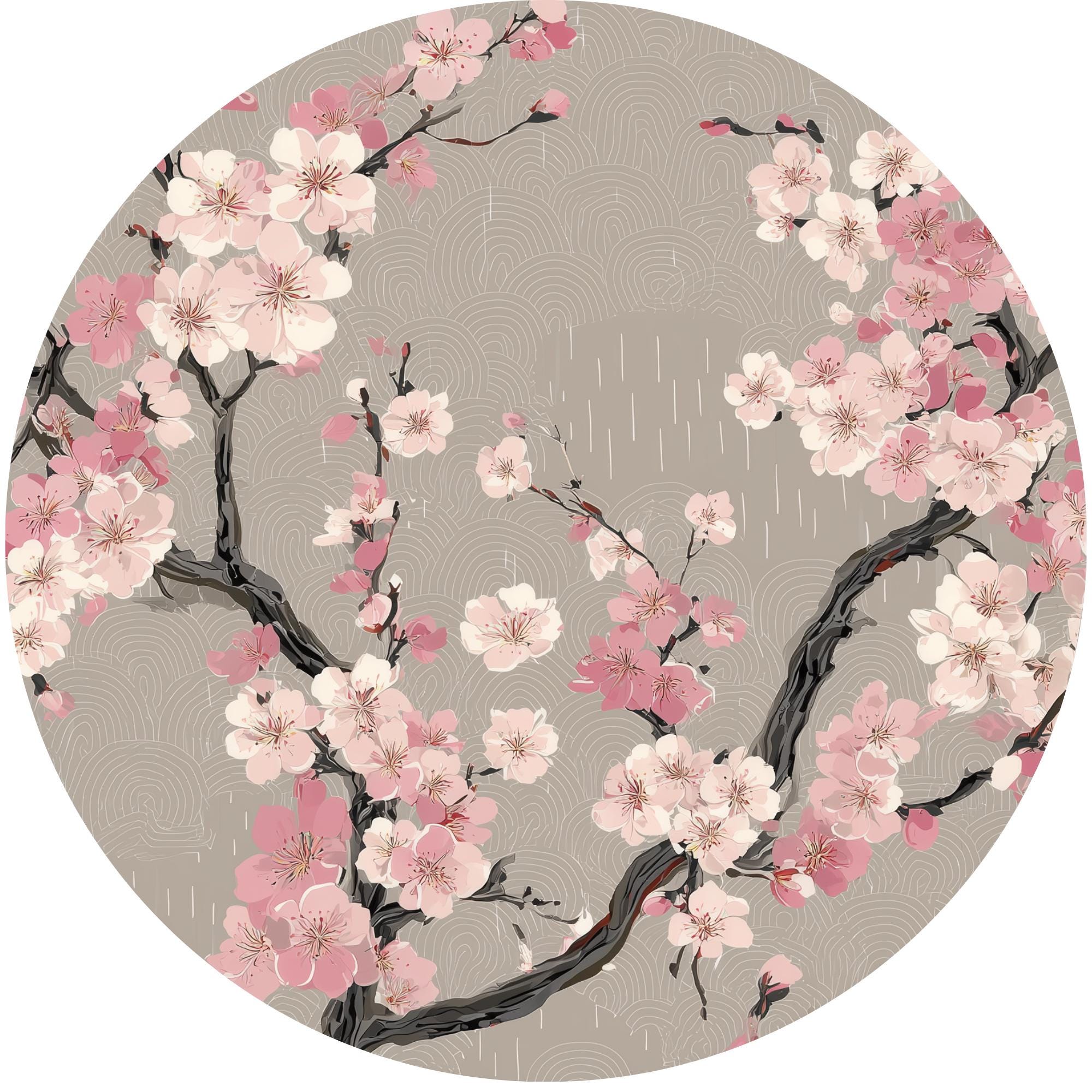 Cherry Blossom Mango Wood Side Table | Japanese Floral Accent Furniture