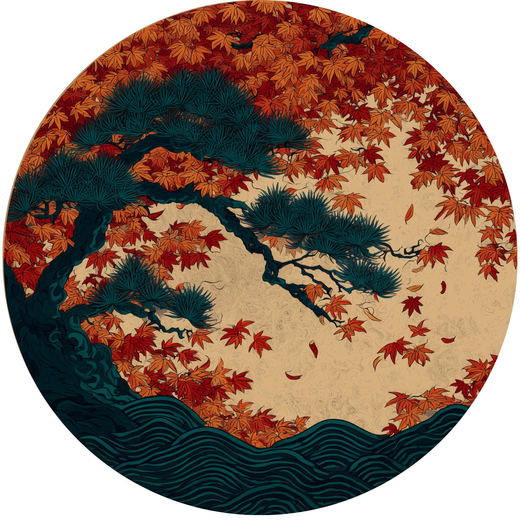 Japanese Maple Mango Wood Side Table | Autumn Tree Accent Furniture