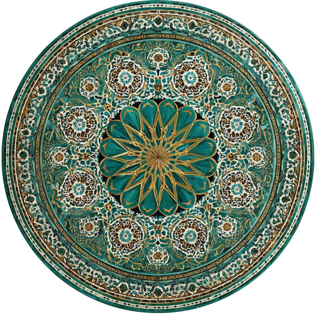 Bohemian Mandala Mango Wood Side Table | Handmade Moroccan Floral Accent Furniture
