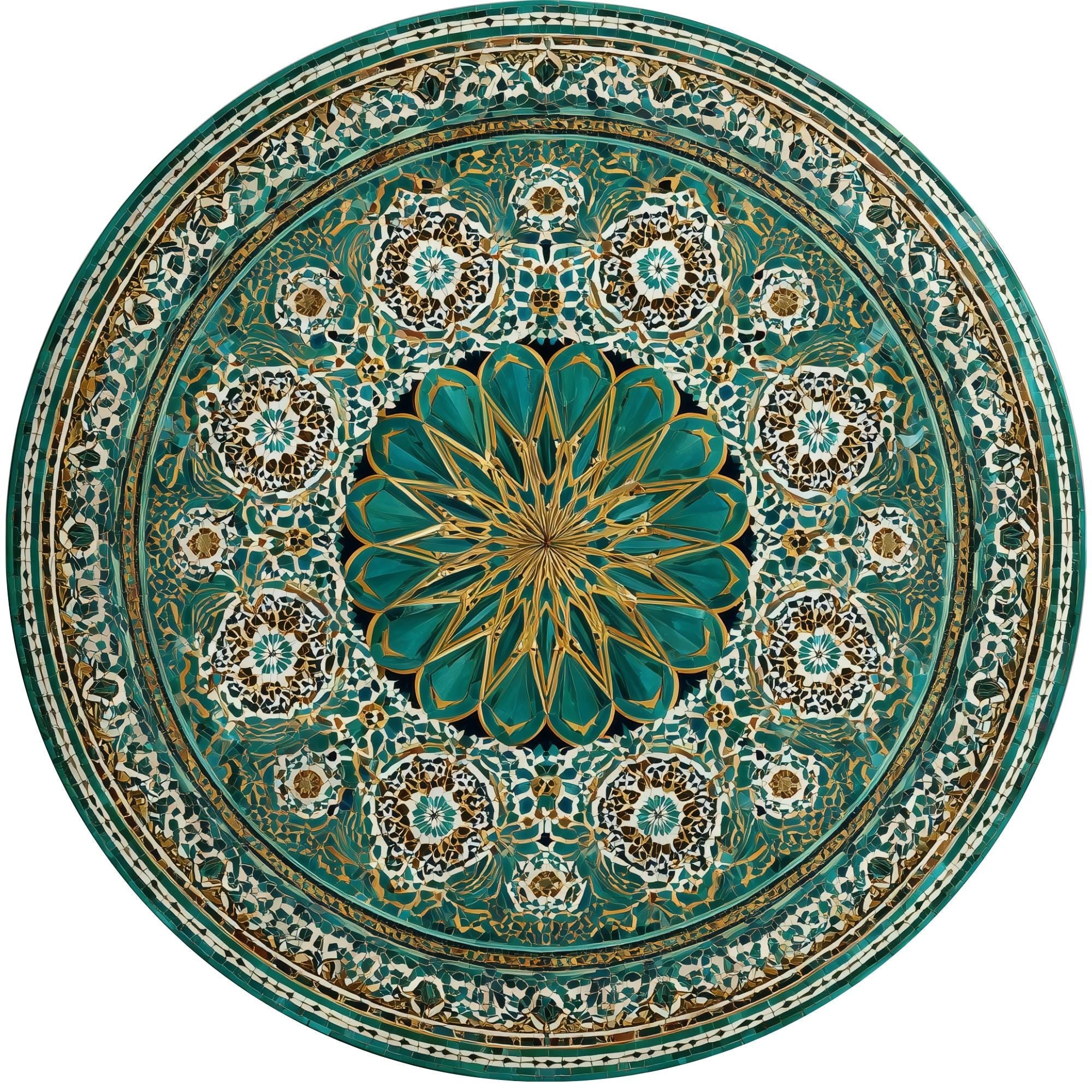 Bohemian Mandala Mango Wood Side Table | Handmade Moroccan Floral Accent Furniture