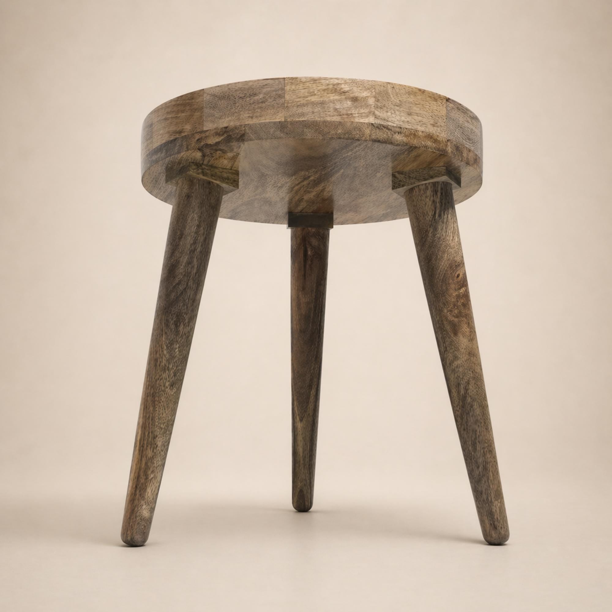 Japanese Dragon Wave Mango Wood Side Table | Handmade Ocean Accent Furniture