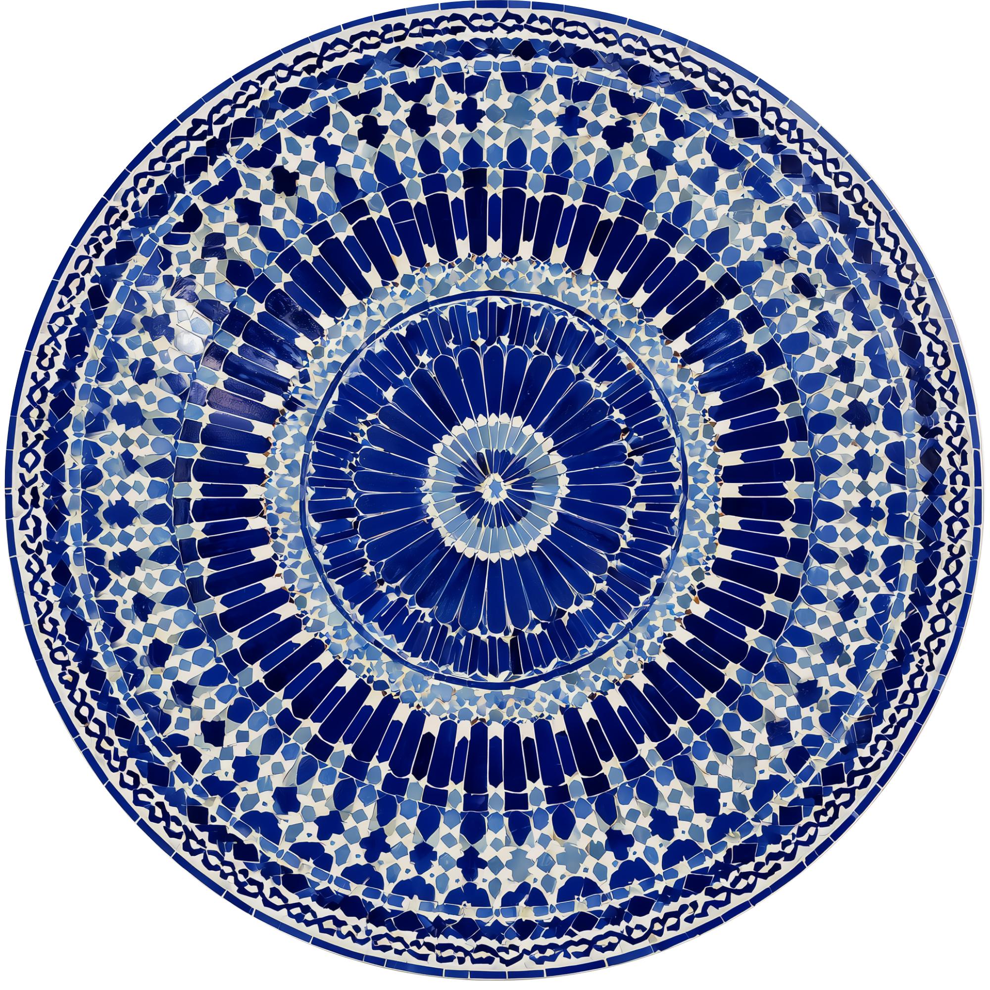 Blue Moroccan Mandala Side Table | Handmade Mango Wood Boho Accent Furniture