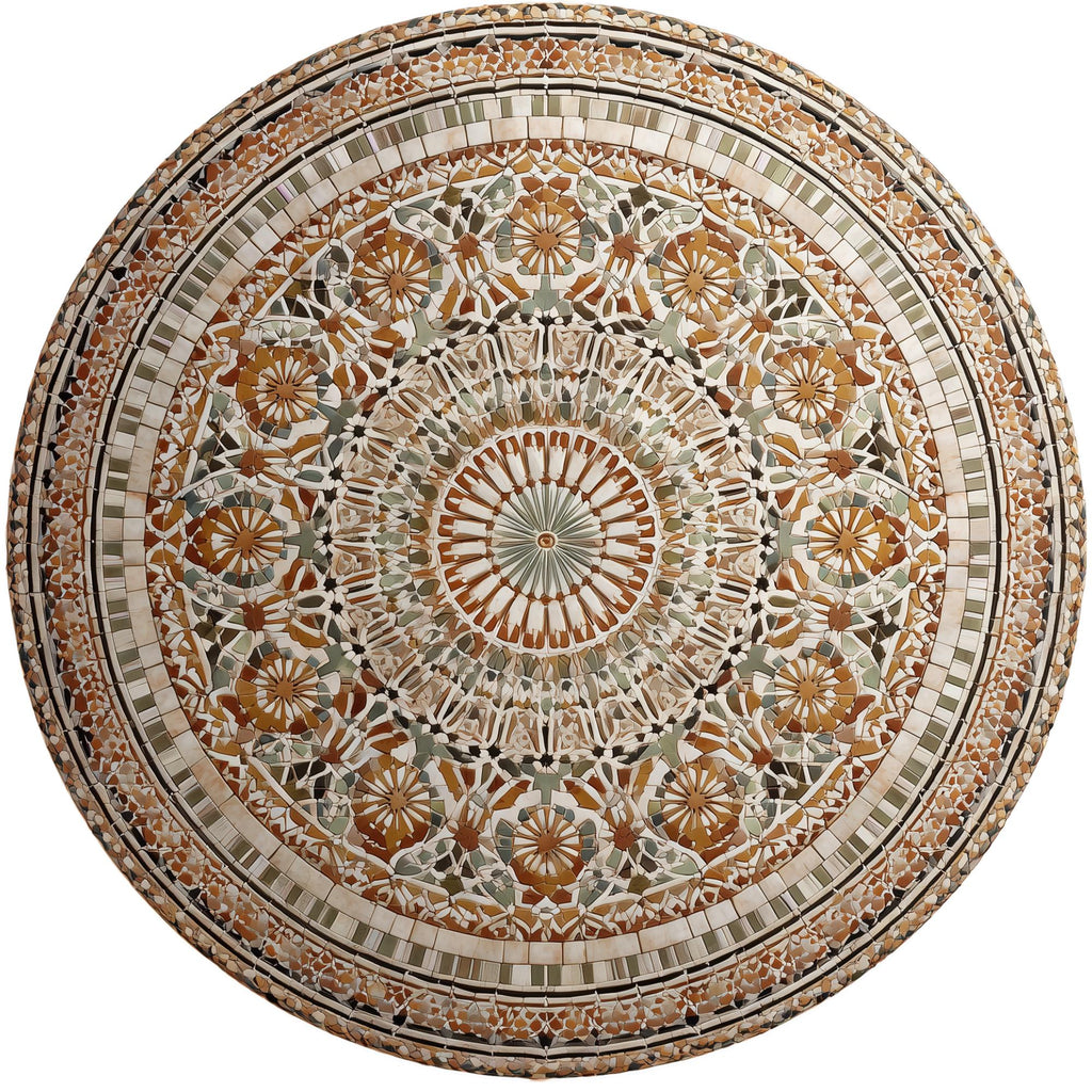 Handmade Mango Wood Side Table | Moroccan Mandala Print, Boho Rustic Accent Furniture