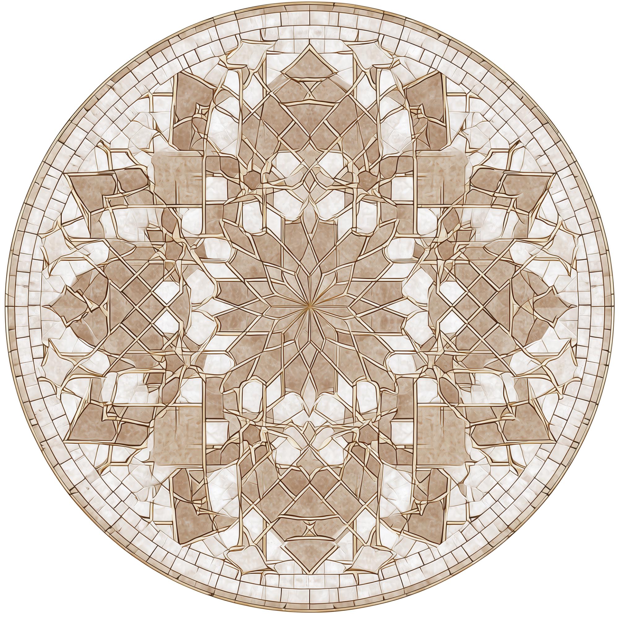 Handmade Mango Wood Side Table | Neutral Mandala Geometric Print, Boho Accent Furniture