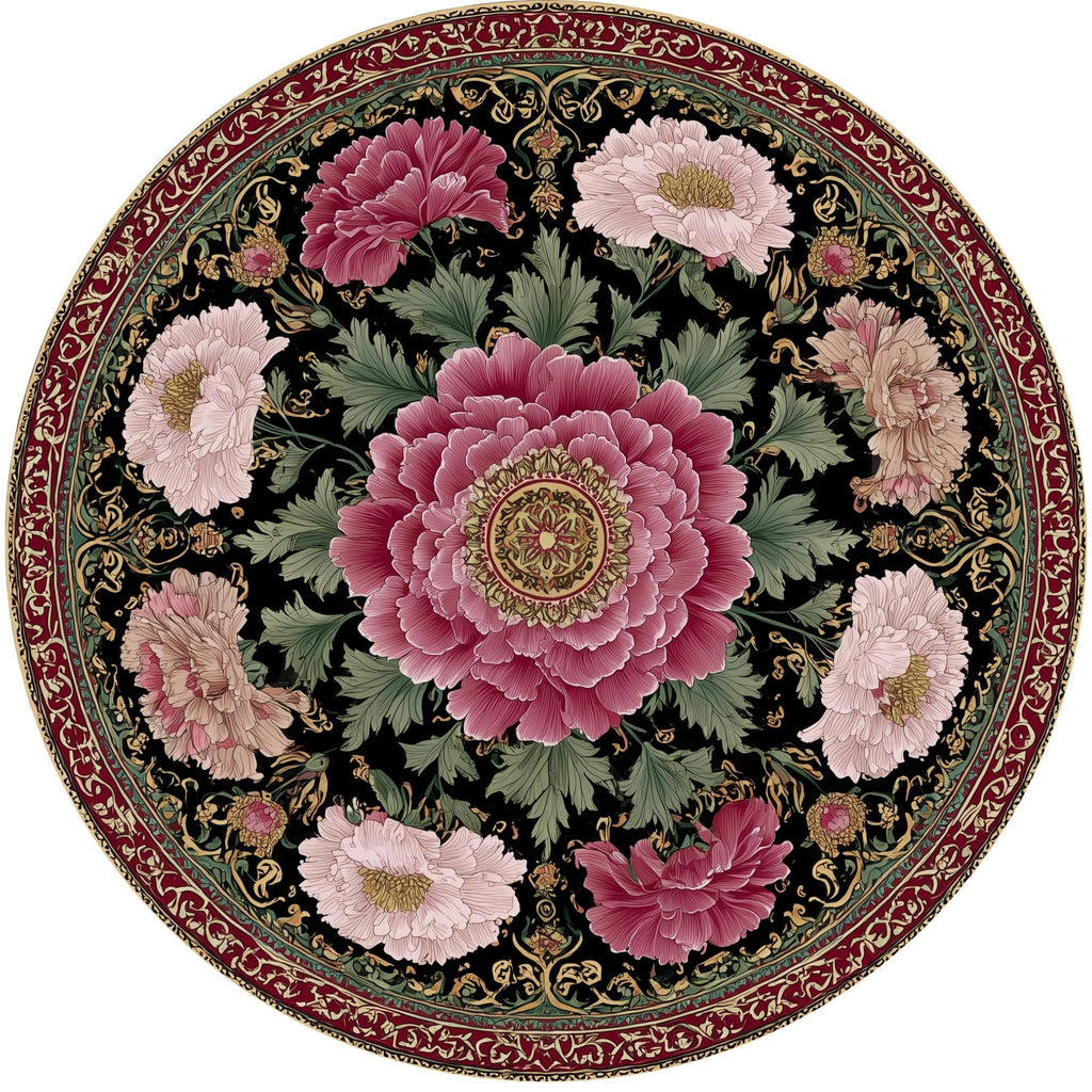 Floral Mango Wood Side Table | Pink Peony Printed Accent Furniture | Boho Living Room Decor