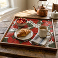 Square Serving Tray, Holiday Berry Tray, Christmas Ottoman Tray, Coffee Table Tray, Handmade Resin Wood Decor