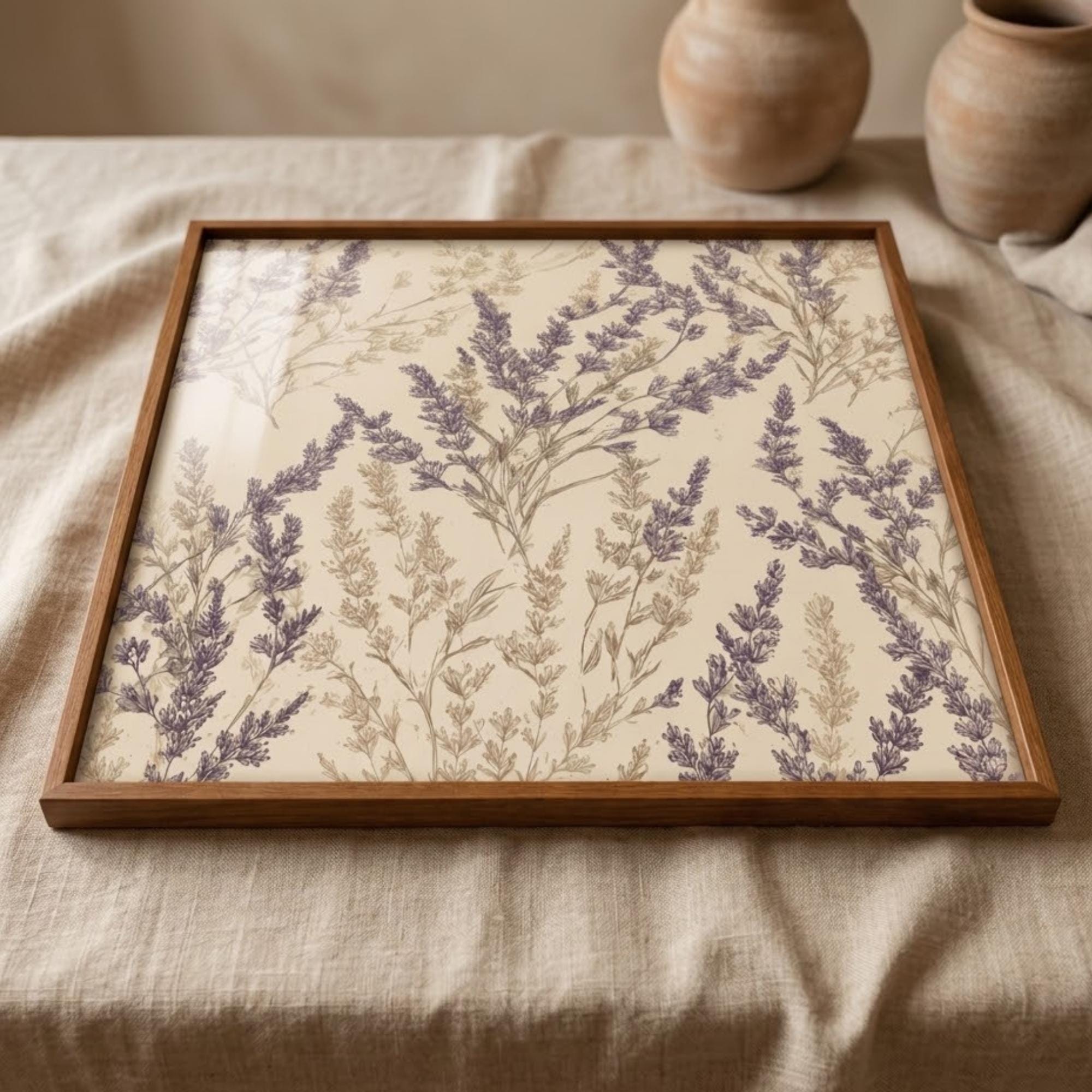 Square Serving Tray, Floral Ottoman Tray, Farmhouse Coffee Table Tray, Handmade Resin Wood Tray, Cottagecore Decor
