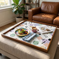 Square Serving Tray, Memphis Style Tray, Geometric Ottoman Tray, Coffee Table Tray, Handmade Resin Wood Decor