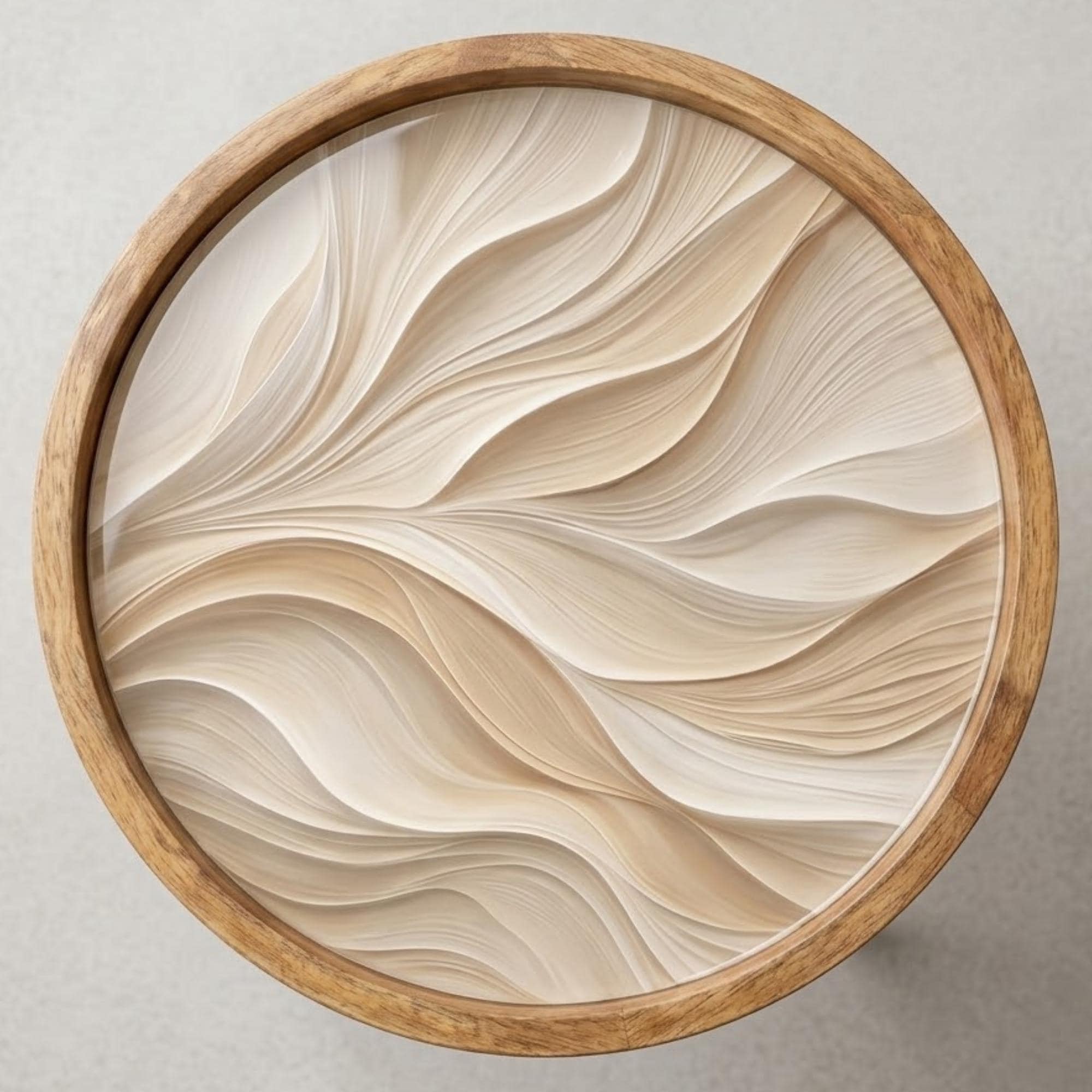 Minimal Abstract Mango Wood End Table | Handmade Round Side Table | Modern Accent Furniture