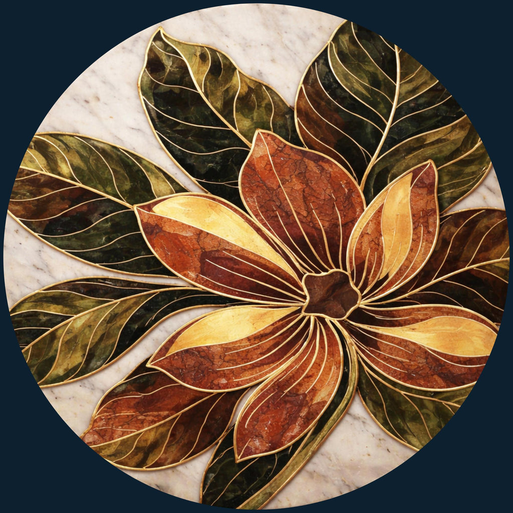 Printed Round Floral Side Table | Floral MDF Accent Table, Mango Wood Legs, Gloss Lacquer Finish, Handmade in India, Home Decor Living Room!
